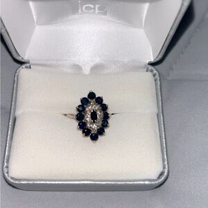 Vintage sapphire and diamond cluster ring
